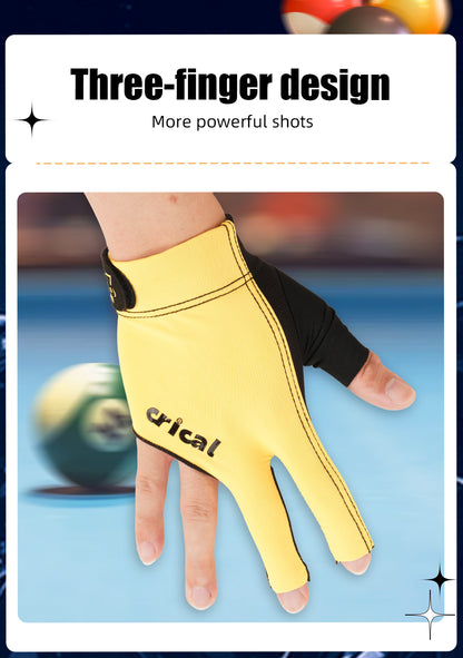 CRICAL 3 Fingers Billiard Glove Comfortable Lycra Snooker Cue Gloves Right Hand & Left Hand Billiard Training Gloves Accessories