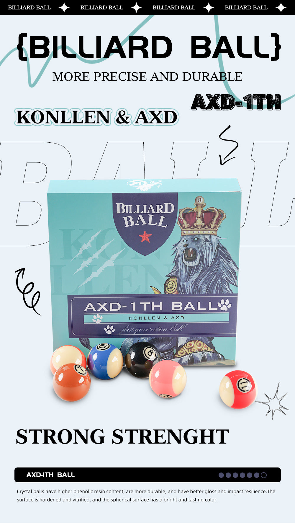 KONLLEN Pool Balls 57.2mm Resin Balls Set 2-1/4" 16pcs Full Set For Pool Tables Billiard Pendulum Sticker Billliards Accessories