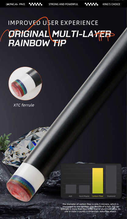 CRICAL XINYI Carbon Fiber Pool Cue Stick 58" Billiard Cue Sticks Professional Low Deflection Pool Sticks with 3/8 * 8 Pin Joint and 12