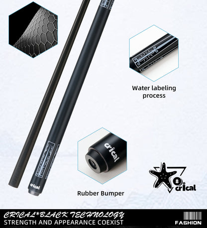 CRICAL CL-02/03 Carbon Fiber Pool Cue Stick Black Technology Low Deflection 12.2mm Tip Radial Joint Professional 1/2 Billiard