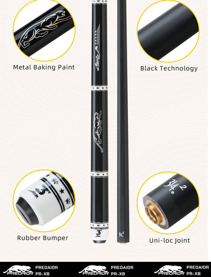 PREOAIDR 58" XINGBAO 1/2 Black Technology Billiard Pool Cue Stick 10.5/11.5/12.5mm Carbon Energy 1/2 Billiard Pool Cue Stick