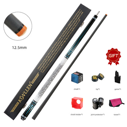 KONLLEN Original KL-15F Billiard Carbon Fiber Pool Cue Stick 12.5mm Tip 3*8/8 Joint Pin Professional Taper Leather Grip Billiard Cue Kit