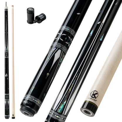 KONLLEN Butterfly Love Cues, KL-KB, 12.5mm Hardrock Maple Shaft Contains Carbon Tube Stick, Handmade Inlay Production Billiard