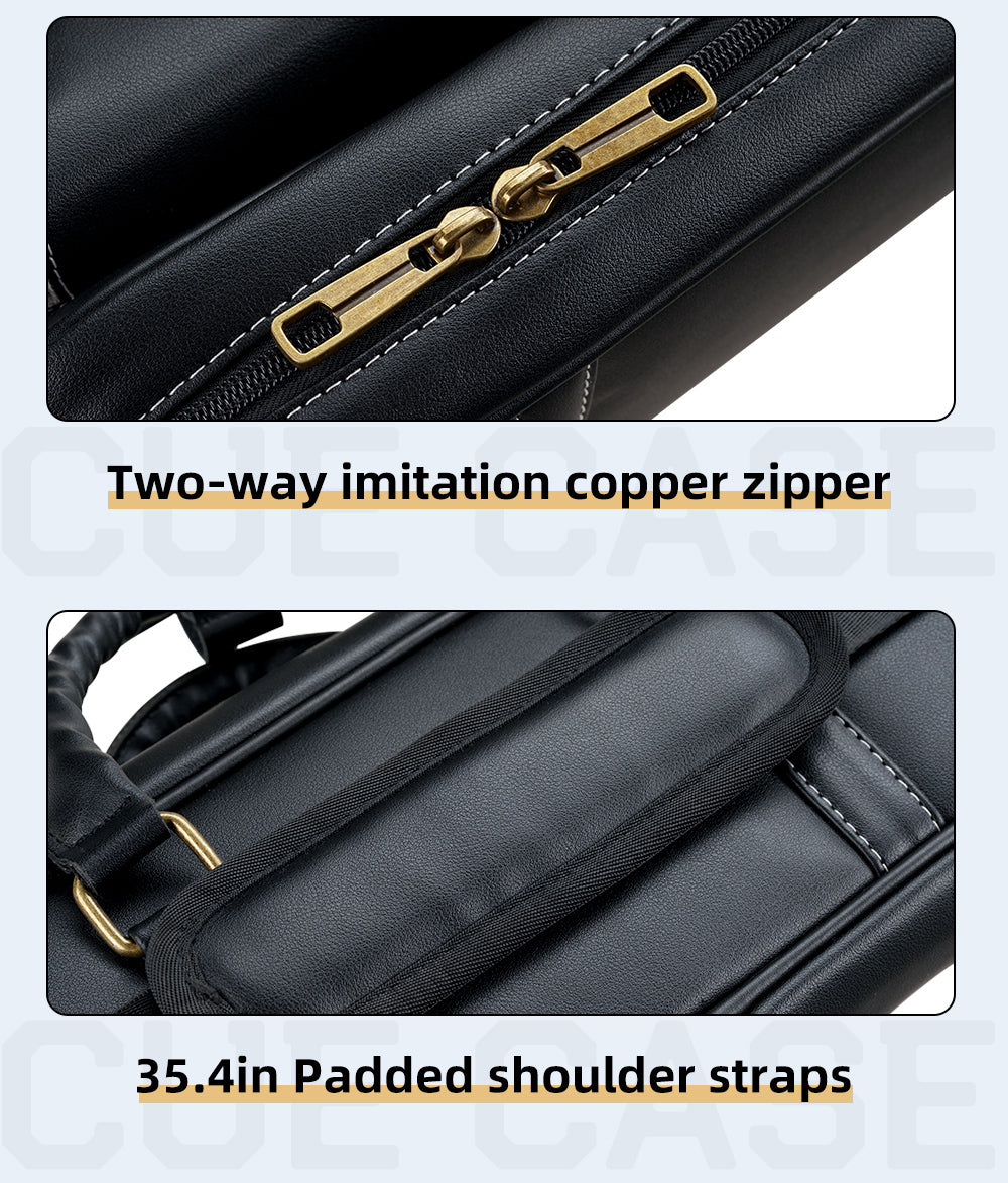 KONLLEN Pool Cue Case 7holes PU Leather Carrying Cases 3 Butts 4 Shafts Pockets Billiard Accessories