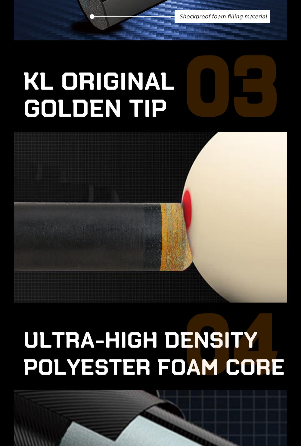 KONLLEN-Carbon Fiber Shaft for Billiard Pool Cue Stick, Uni-Loc Joint, Single Shaft, 10.5mm, 11.5mm,12.5mm