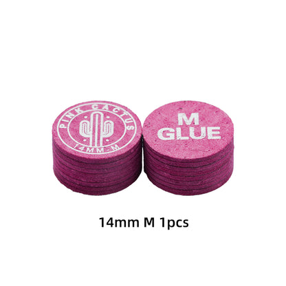 PINK CACTUS Pink Pool Cue Tip, 11mm/ 14mm Tip Made of Multi-layer Pigskin with S / M / H for Pool and Snooker Accessories Billiards