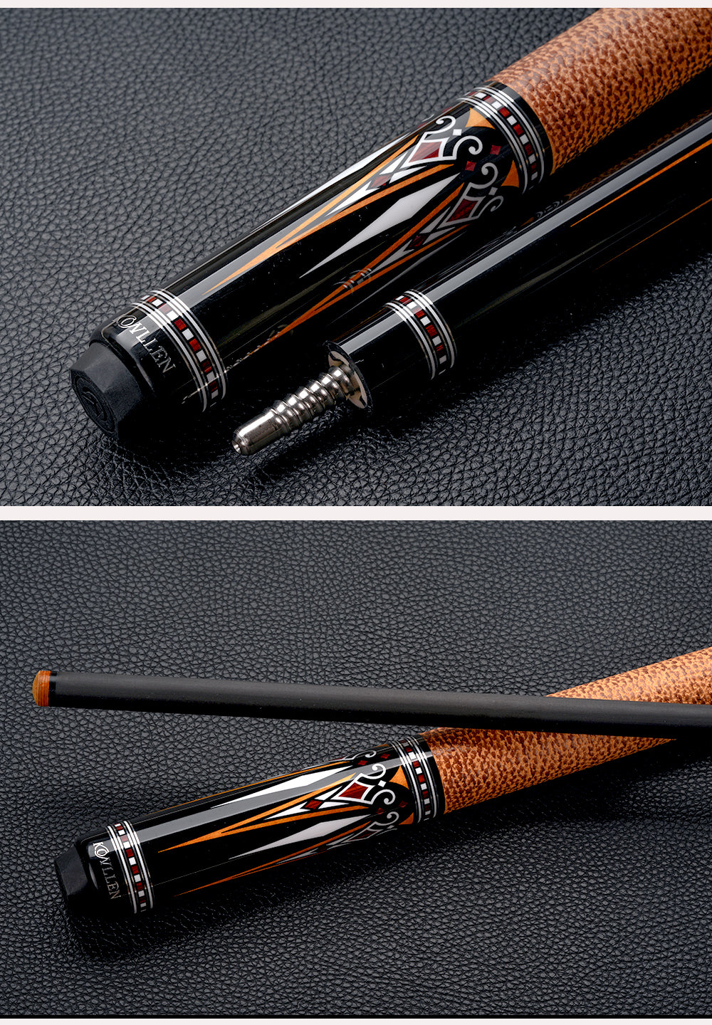 KONLLEN Original KL-15F Billiard Carbon Fiber Pool Cue Stick 12.5mm Tip 3*8/8 Joint Pin Professional Taper Leather Grip Billiard Cue Kit