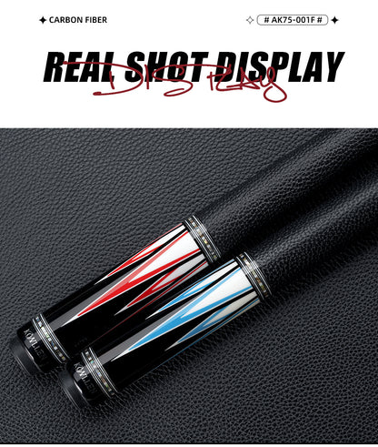 KONLLEN-Upgrade Carbon Fiber Pool Cue Stick, Real Inlay Billiard Cue, 12.5mm Tip, Low Deflection Technology, Shaft Abalone