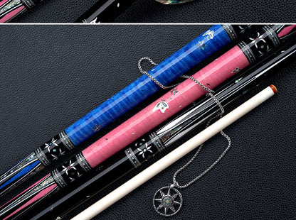 KONLLEN Butterfly Love Cues, KL-KB, 12.5mm Hardrock Maple Shaft Contains Carbon Tube Stick, Handmade Inlay Production Billiard