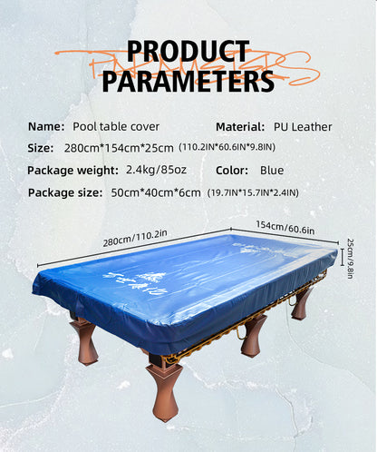 KONLLEN Heavy Duty Leatherette Billiard Pool Table Cover,Blue Waterproof&Tearproof Cover for Pool Table