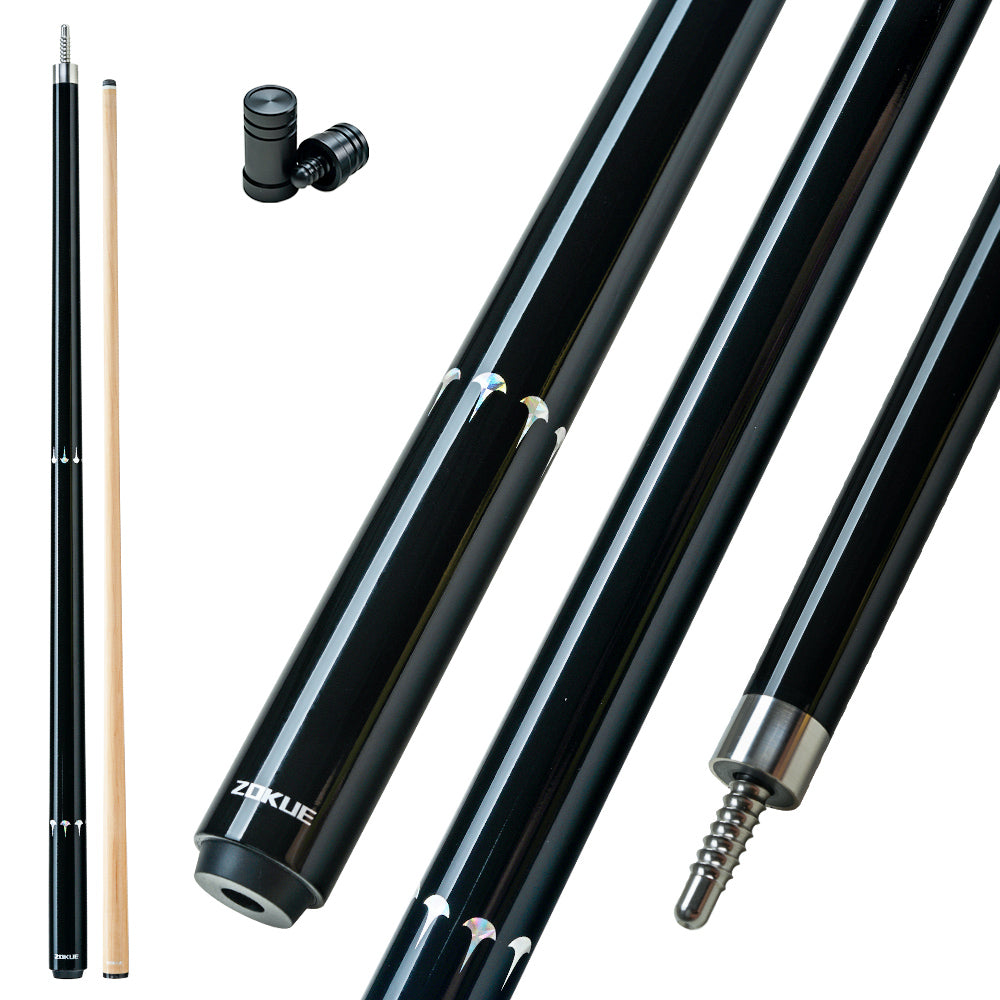 ZOKUE Carbon Fiber Pool Cue Stick with 2 Shafts Low Deflection Full Carbon Technology 1/2 Split Billiards Pool Stick Set with 10.5/11.5/12.5mm Tip