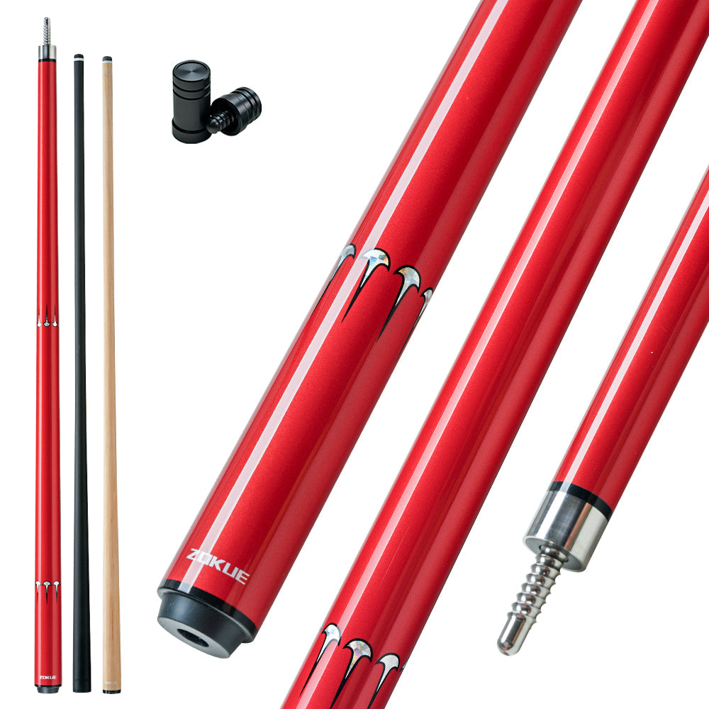 ZOKUE Carbon Fiber Pool Cue Stick with 2 Shafts Low Deflection Full Carbon Technology 1/2 Split Billiards Pool Stick Set with 10.5/11.5/12.5mm Tip