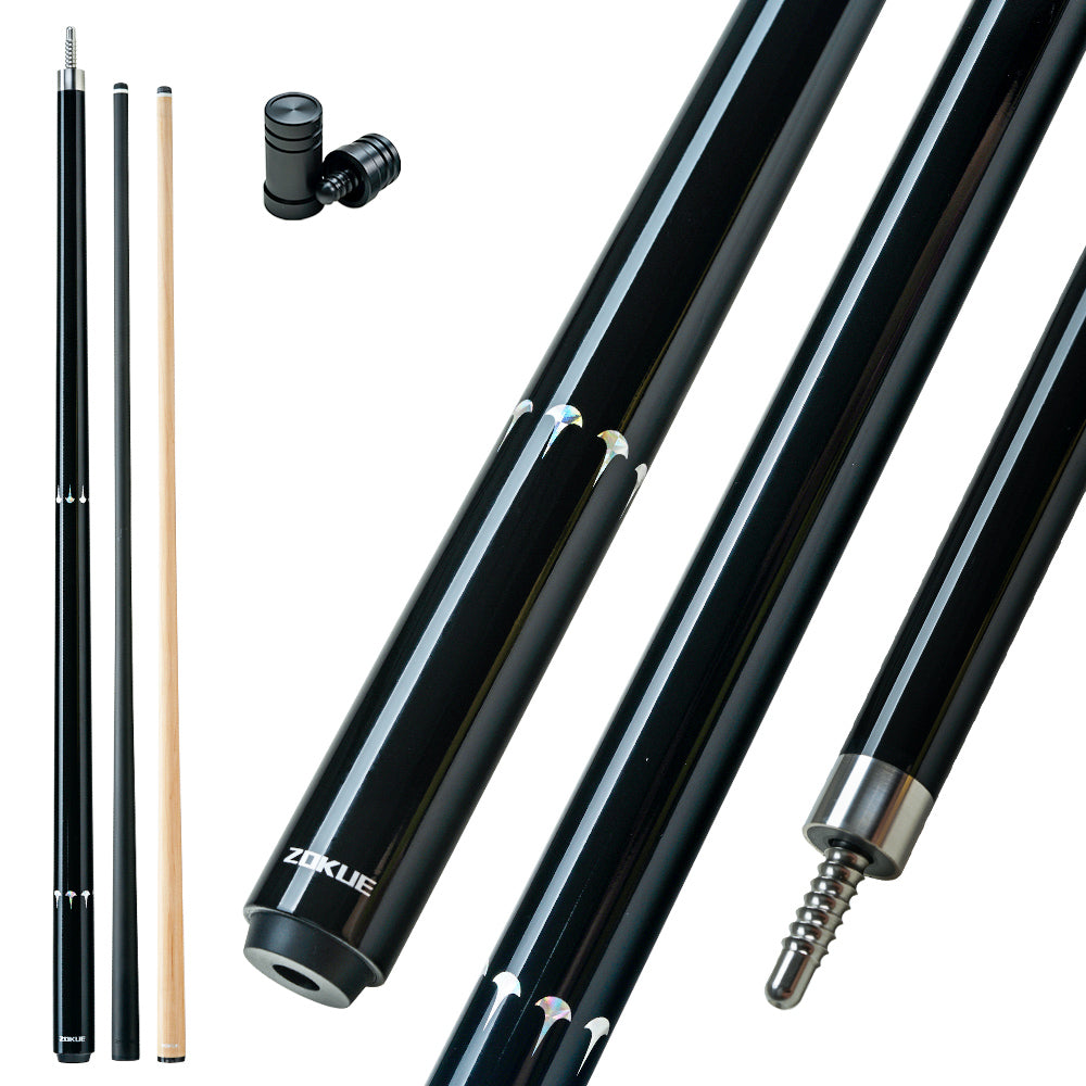 ZOKUE Carbon Fiber Pool Cue Stick with 2 Shafts Low Deflection Full Carbon Technology 1/2 Split Billiards Pool Stick Set with 10.5/11.5/12.5mm Tip