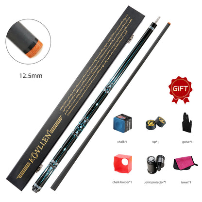 KONLLEN Original KL-15F Billiard Carbon Fiber Pool Cue Stick 12.5mm Tip 3*8/8 Joint Pin Professional Taper Leather Grip Billiard Cue Kit