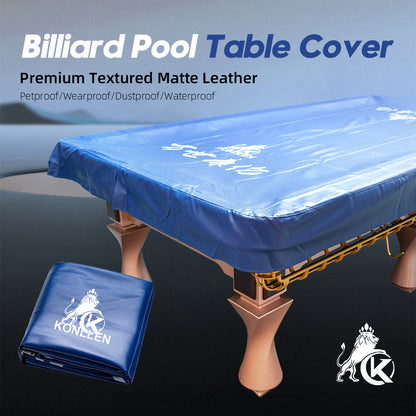 KONLLEN Heavy Duty Leatherette Billiard Pool Table Cover,Blue Waterproof&Tearproof Cover for Pool Table