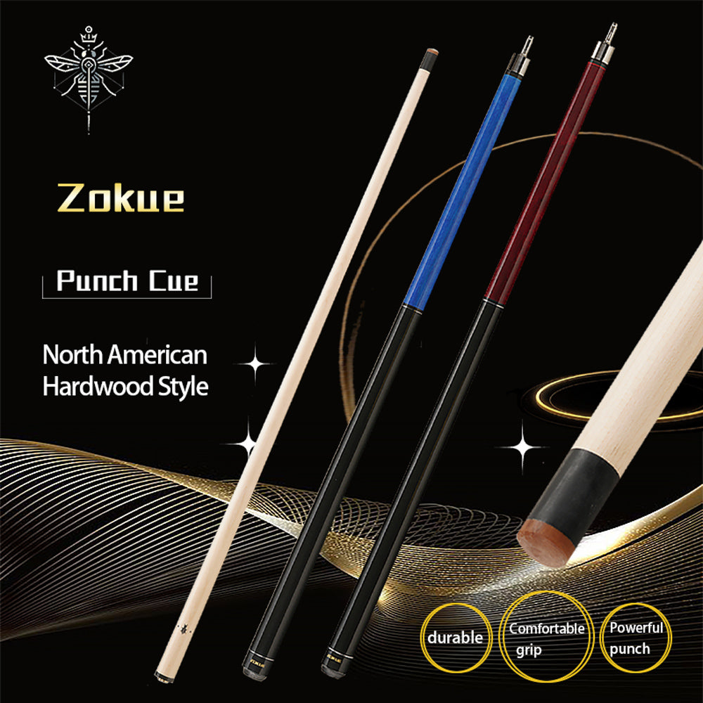 ZOKUE Billiard Punch Cue, Uni-Lock, Quick Joint, 13mm Tip Maple Shaft, Smooth Wrap Break, Strong Powerful Kit, Exquisite Design