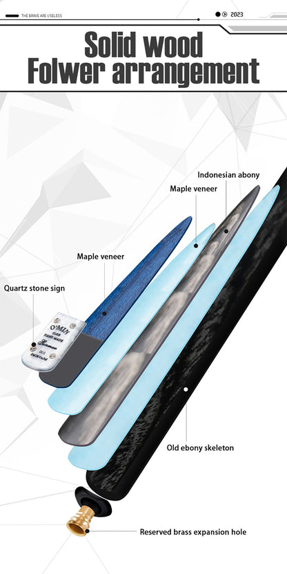 O'MIN GUNMAN Snooker Cue 3/4 Piece Snooker Cue Kit with O'MIN Case with Telescopic Extension 9.5mm 10mm Tip Snooker