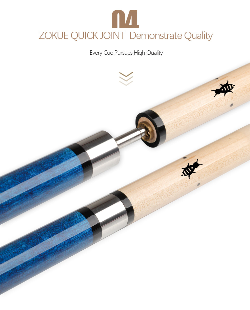 ZOKUE Billiard Punch Cue, Uni-Lock, Quick Joint, 13mm Tip Maple Shaft, Smooth Wrap Break, Strong Powerful Kit, Exquisite Design