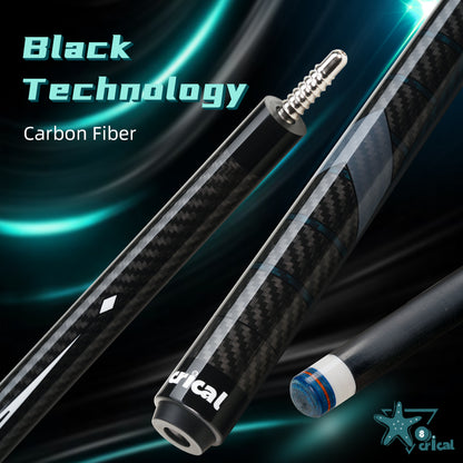 CRICAL CL-01 Carbon Fiber Pool Cue Stick Black Technology Low Deflection 12.4mm Tip 3 * 8/8 Joint Pin Professional 1/2 Billiard