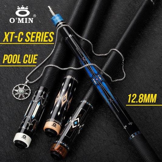 OMIN XF-C Billiard Pool Cue 12.8mmCanadian Maple Shaft Radial Joint Play Cue Leather Grip Adjustable Weight Billiards Stick Kit