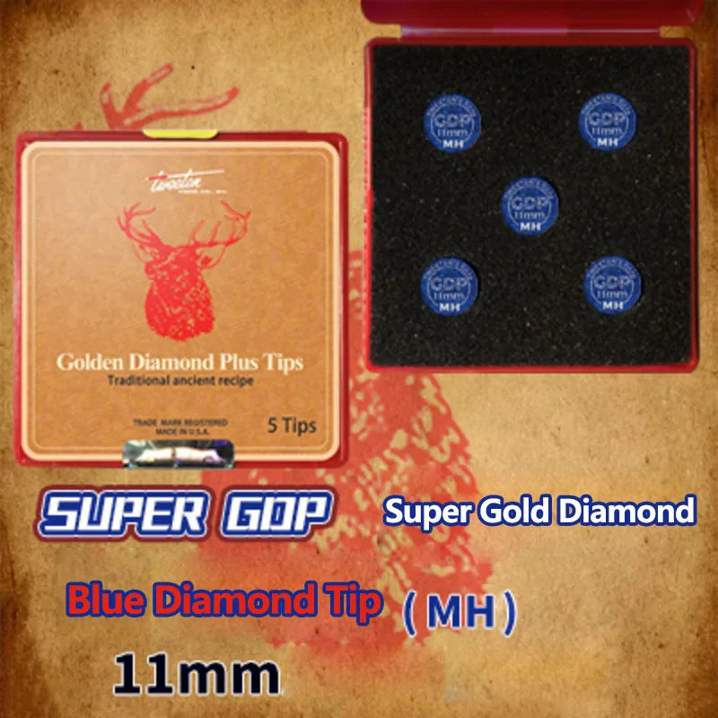 SuperGold Diamond Blue Tip Excellent Pool Cue Tip  Billiards Accessories with Authentic American Blue Diamond Logo