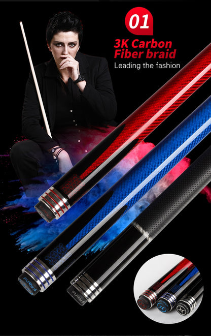 FURY FG Billiard Pool Cue Stick 11.75mm/13mm Tip Carbon Fiber Braided Grip Billiard Cue Stick Kit for Professional Athlete