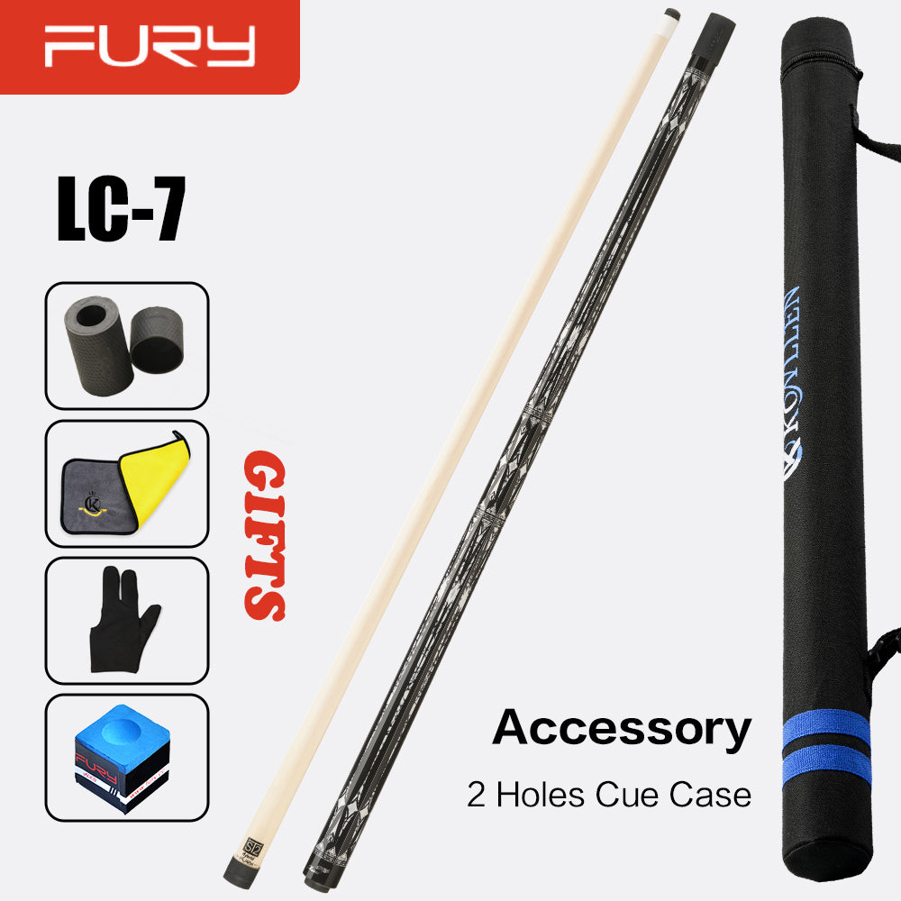 Fury LC Series Pool Cue Stick Kit Billiard Canadian Maple Shaft 12.5mm Tip  Center Joint Radial Digital Engraving Bare Wrap Stick