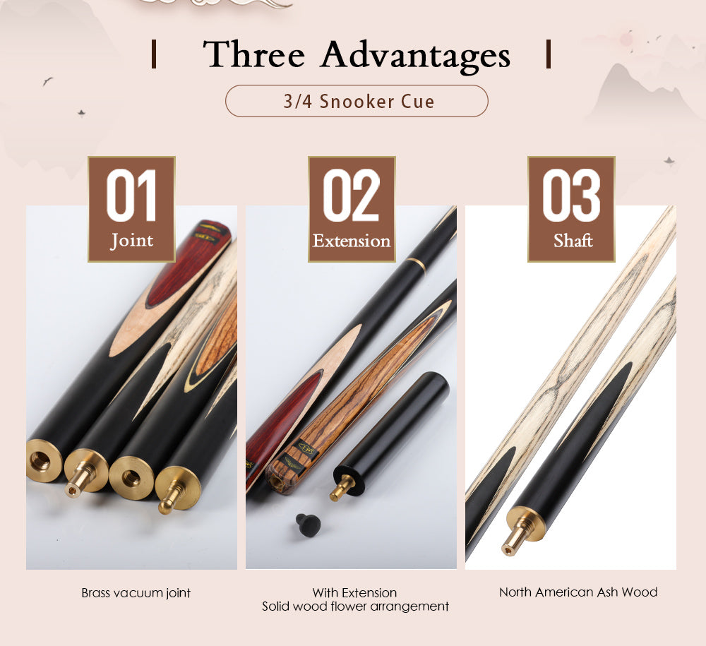 LP Ash Handmade Snooker Cue Kit, Stick with Good Case with Extension, 10mm Tip, Made in China