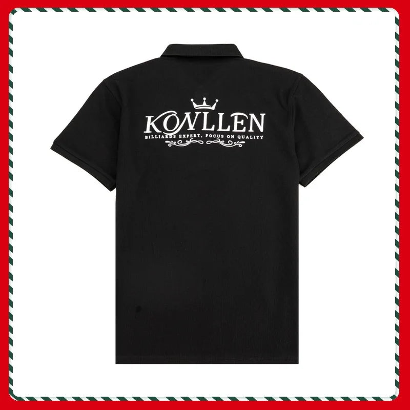 KONLLEN Pool Cues Billiards Mens Polo T-shirt Black White Short Sleeve Male Brand teeshirt Men Summer Cotton T shirt