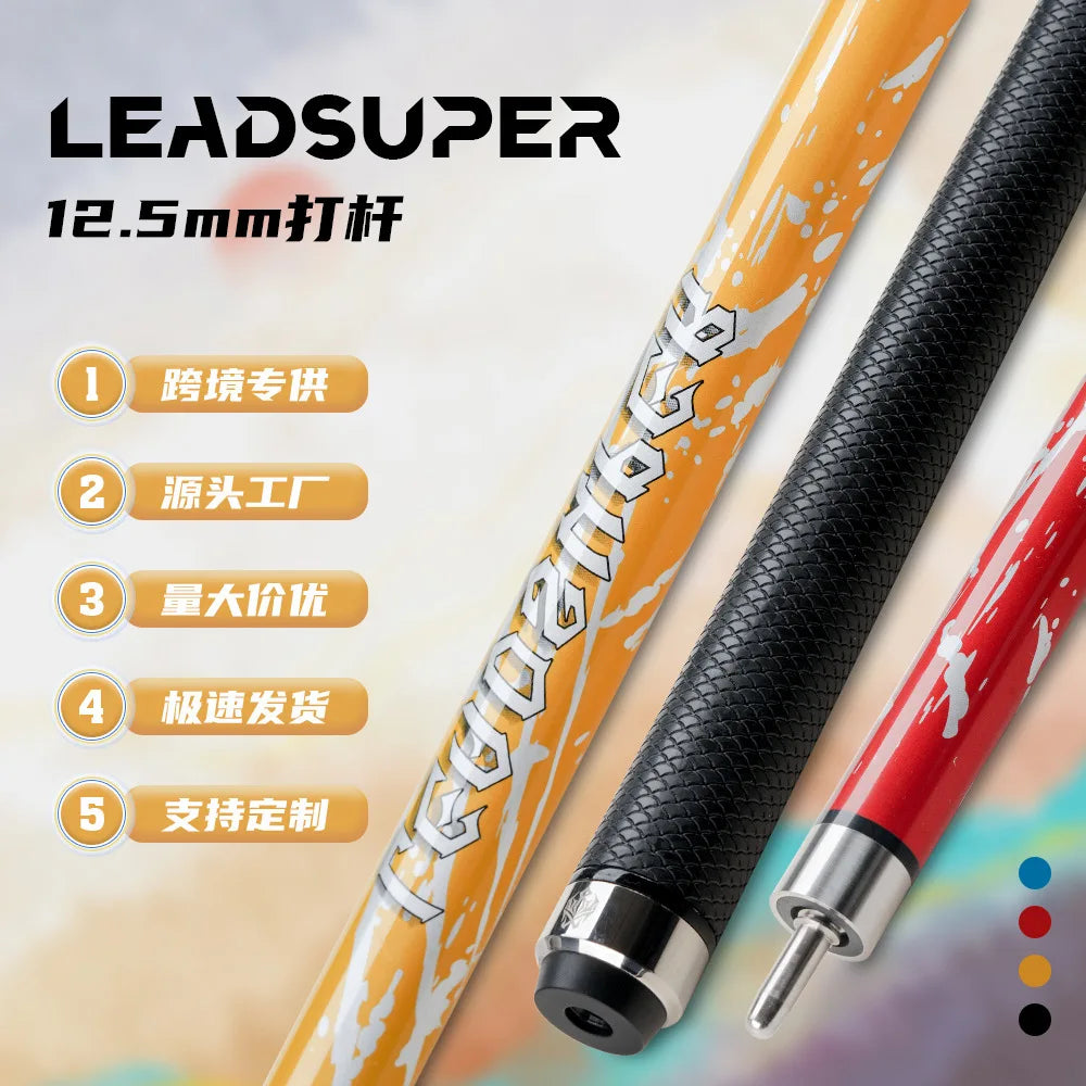 LEADSUPER pool cue  with 12.5mm tip 1/2 Split black technology carbon fiber cue for Billiard Cue Stick