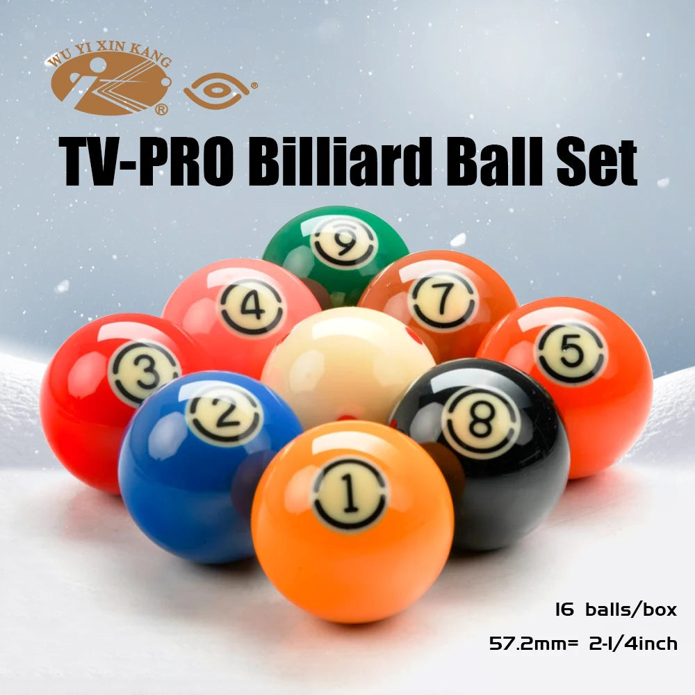 TV-Pro-Cup Billiards Table Balls Set 2-1/4inch 57.2/52.5mm Billard Resin Pool Cue Balls Full Set Snooker Billiard Accessories