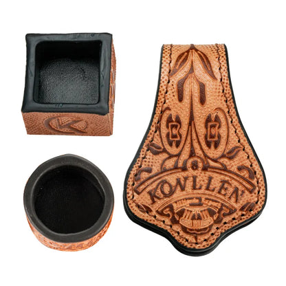 KONLLEN Billiard Chalk Holder with Square Leather Engraved Magnetic Support for Pool Cue Snooker Silent Billiard Accessories