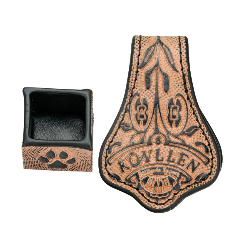 KONLLEN Billiard Chalk Holder with Square Leather Engraved Magnetic Support for Pool Cue Snooker Silent Billiard Accessories