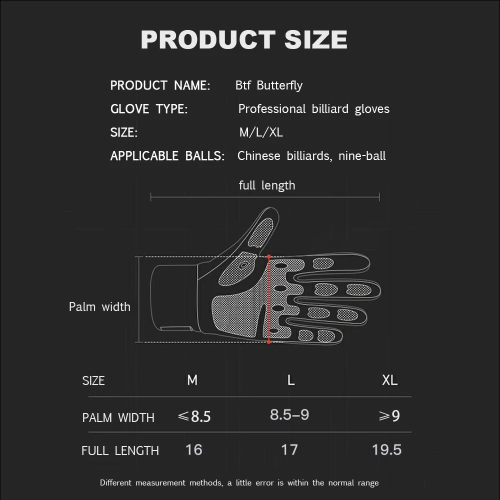 BTF Billiard gloves with  fingerless high-end professional Pool gloves three-finger gloves for billiard accessories