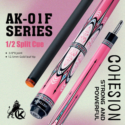 KONLLEN KL-AK01F Carbon Fiber Pool Cue Stick with 12.5mm Tip Pink Handle Low Deflection Suitable for Woman Billiards Cue