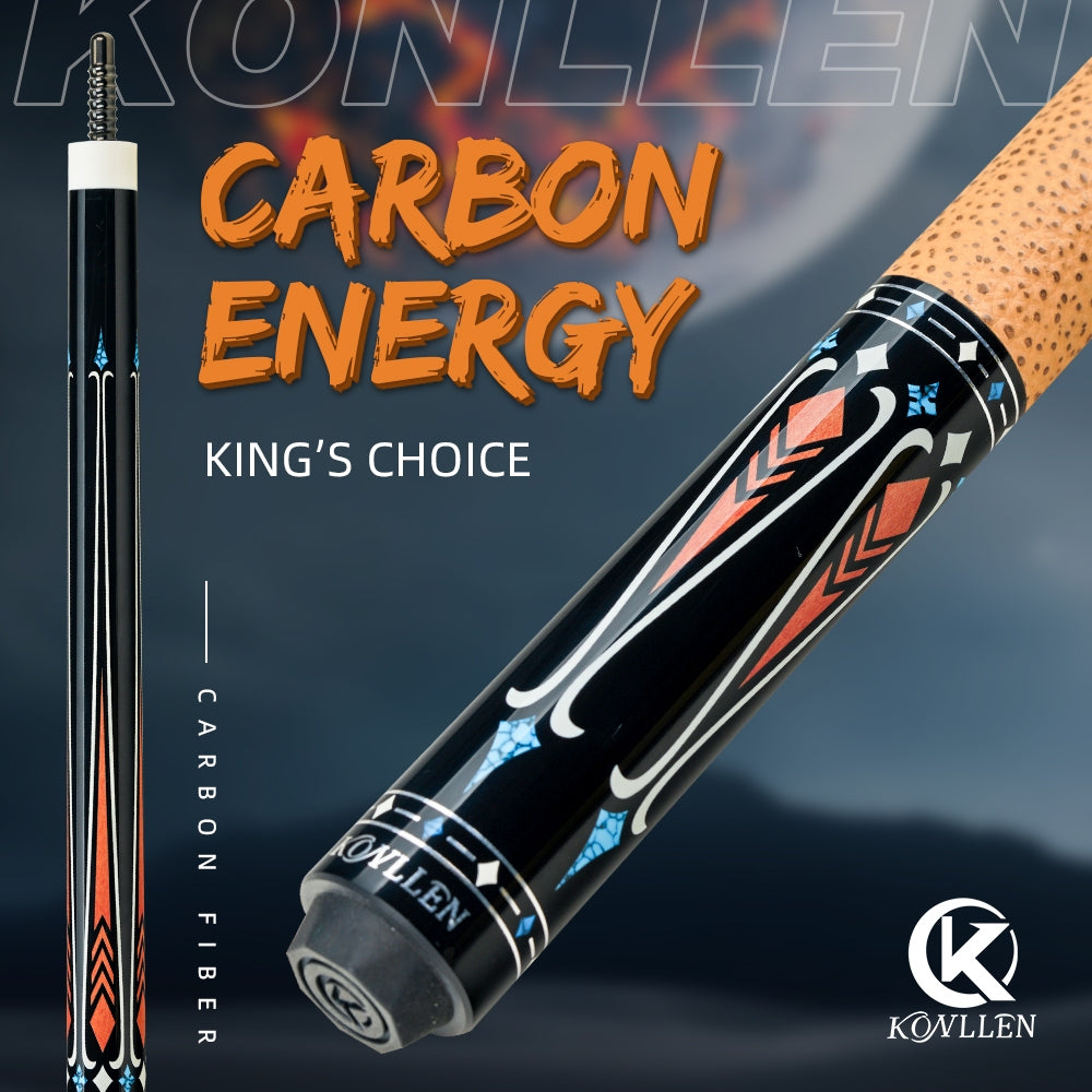 KONLLEN Carbon Fiber Pool Cue Stick Professional Cues (Full Carbon Technology Low Deflection Billiard Cue Stick,12.5mm,147cm)