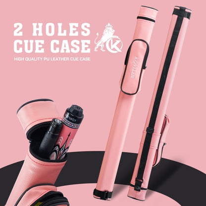 KONLLEN Pink Pool Cue Case with 1x1 PU Pool Stick Case Holds 2 holes Billiard Stick Large Capacity Carrying Cases