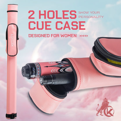 KONLLEN Pink Pool Cue Case with 1x1 PU Pool Stick Case Holds 2 holes Billiard Stick Large Capacity Carrying Cases