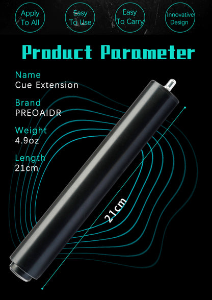 PREOAIDR Billiard Cue Extension 4.9oz 21cm Matte Surface Cue Extended Professional For PREOAIDR Pool Cue Billiard Accessories