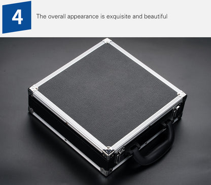 Billiard Ball Storage Box Leather Aluminum Ball Box 25cmx25cmx7.5cm Carry Handle PU Billiard Accessory for Black 8 Pool Cue