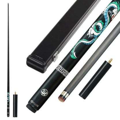 KONLLEN One Piece Snooker Cue Carbon Fiber 10.2mm Black Technology Billiard Cue Ebony Butt with Extension and Case Single Cue