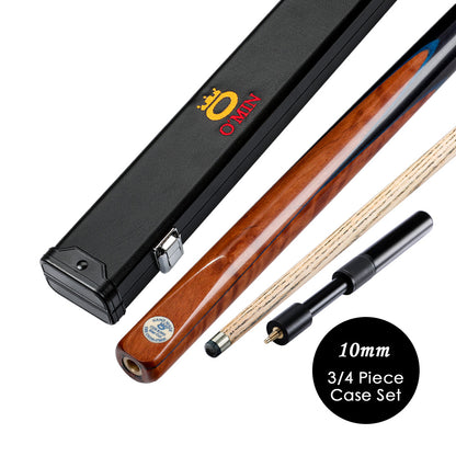 O'MIN STAR CUT 3/4 Snooker Cues Litchi wood Butt 9.5mm Tip Case Professional with Extension Billiard Cue Ash shaft For Black 8