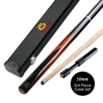 O'MIN Green Wood 3/4 Snooker Cues 9.5mm Tip Green Heart Wood Butt Ash shaft with Case with Extension For Black 8 Billiard Cue