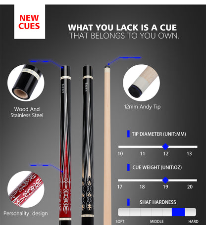 ANDY Billiard Carom Cue 3 Cushion Cue 12mm Tip 142cm Professional Carom Taper Cue Handmade Maple Billiards Stick Cue Libre Cue