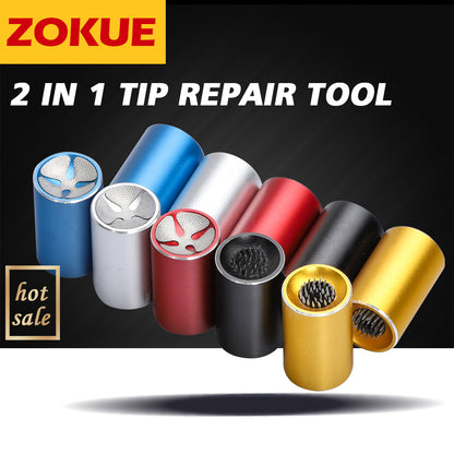 ZOKUE Multifunction Billiard Pool Cue Tip Tools Shaper Repair 5 Colors 2 in 1 Tip Pricker Convenient Billiard Accessories