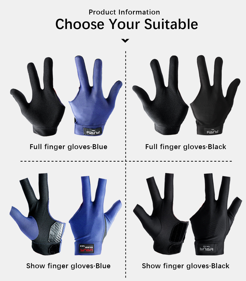 FURY Gloves Billiard Gloves Blue/Black Non-slip Lycra Fabric Pool Gloves  Snooker Glove Billiard Accessories