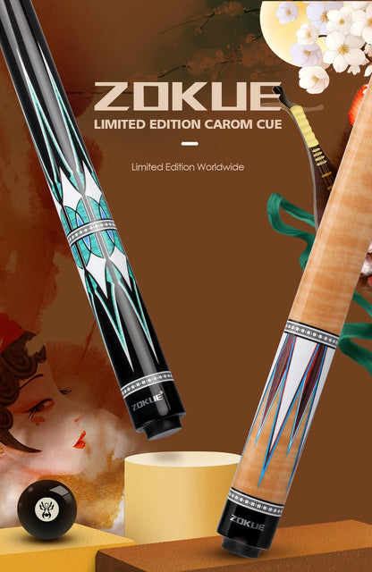 ZOKUE Carom Stick Professional Carom Billiard Cue 3 Cushion Cue Carom Cue Taper 12mm Tip 142 cm Libre Cue with Case