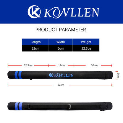 KONLLEN 1x2 Holes Tube Shape Canvas Oxford Pool Cue Bag 1/2 Billiard Cues Bag Cylinder （Butt*1+Shaft*2）