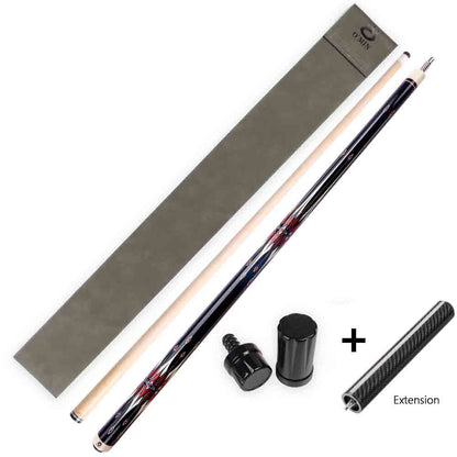 OMIN XF-A1-3 Pool Cue Billiard Stick Kit with Extension Shaft with Carbon Tube 55cm 12.8mm Tip Maple Adjustable Weigh Bolt