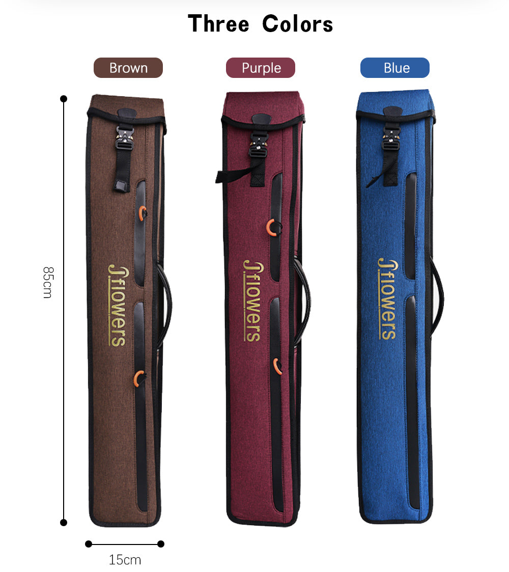 Original J-flower Billiard Case 3 Butts 5 Shafts 8 Holes Cue Case  85*10*15cm Waterproof Fabric Wear-resistant JF Zipper Bag